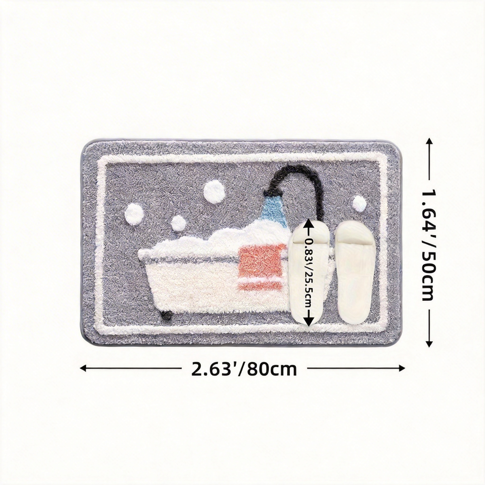Bubble Bath Tub Flocked Rug