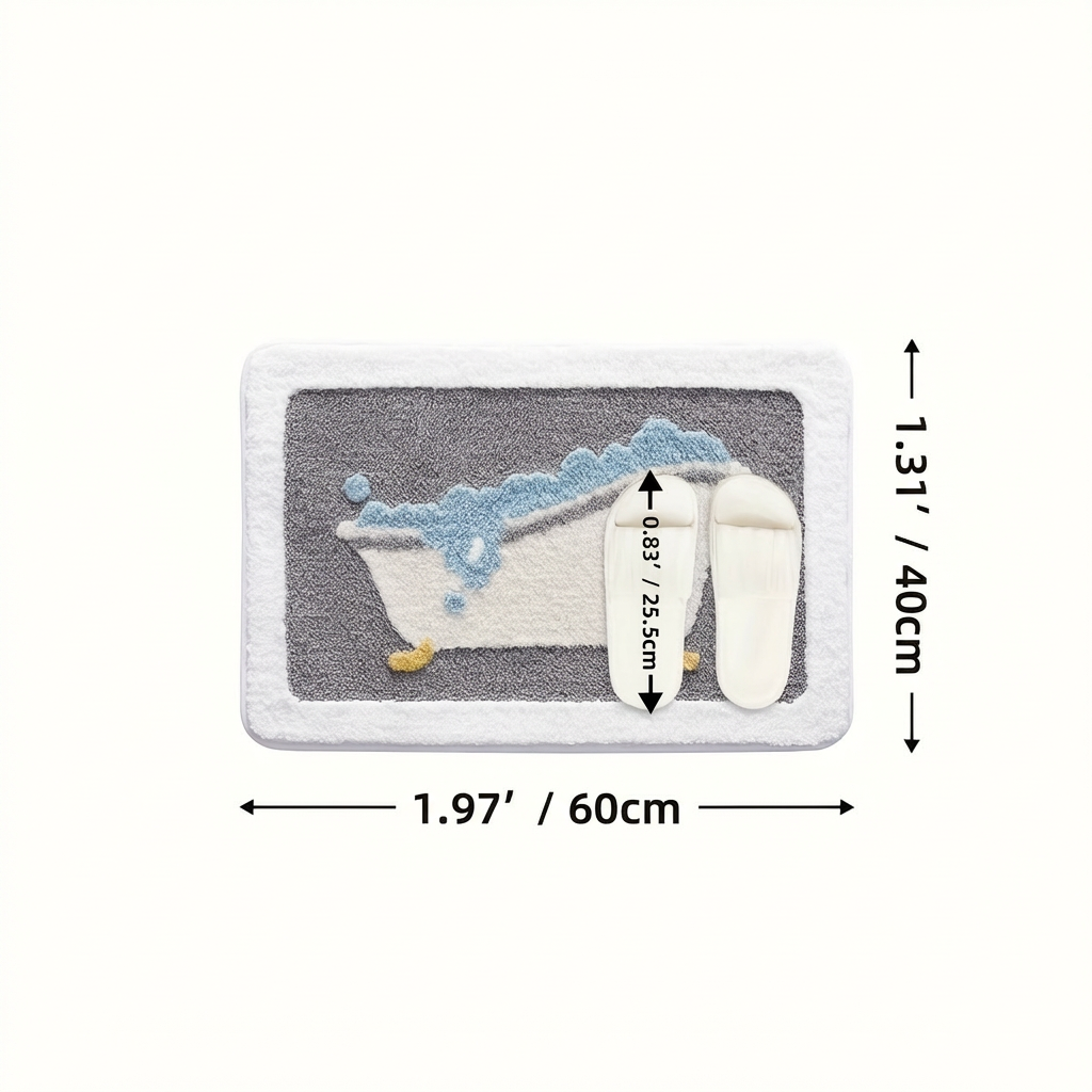 Bubble Bath Tub Flocked Rug