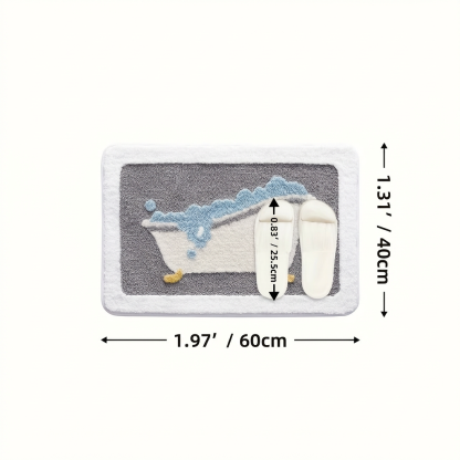 Bubble Bath Tub Flocked Rug
