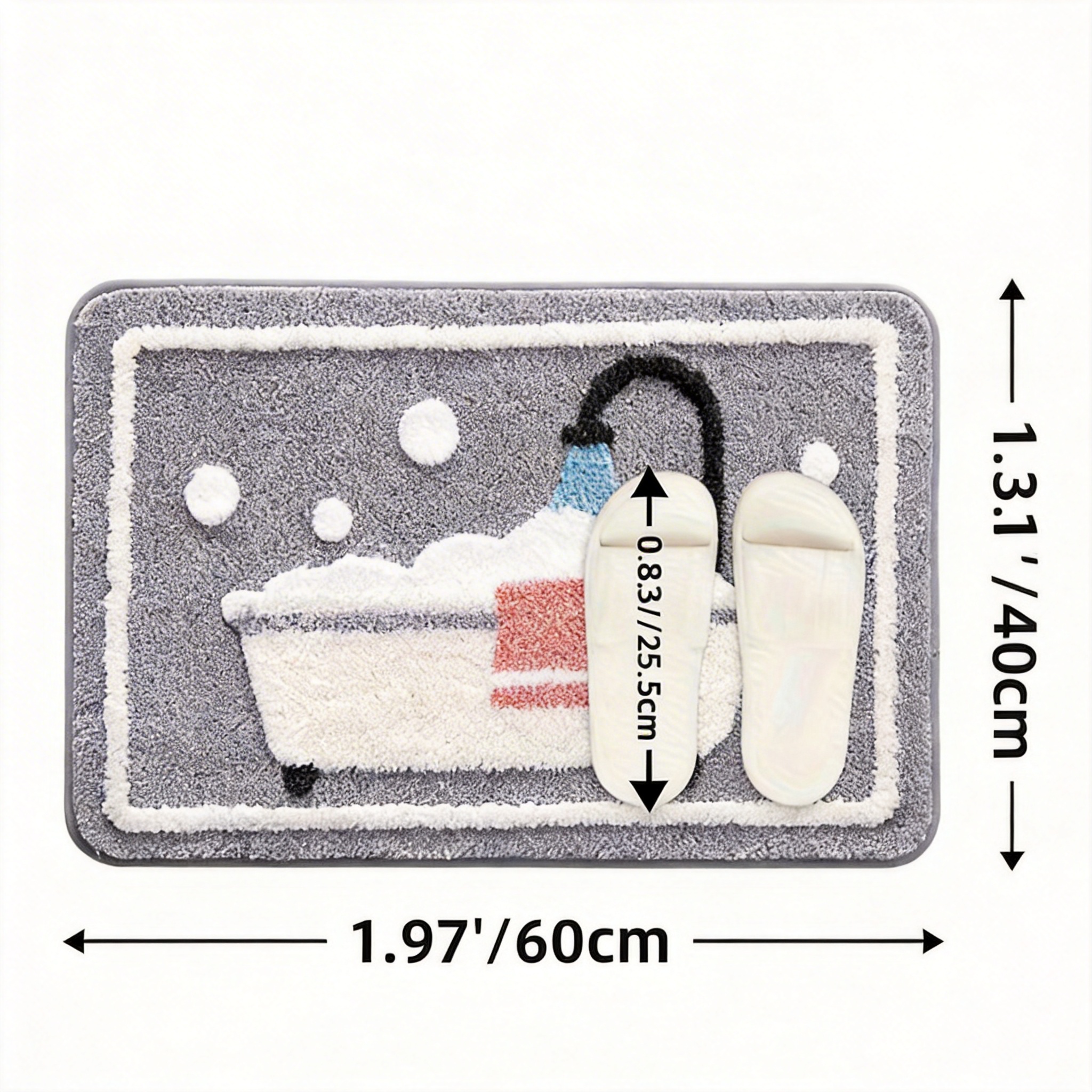 Bubble Bath Tub Flocked Rug