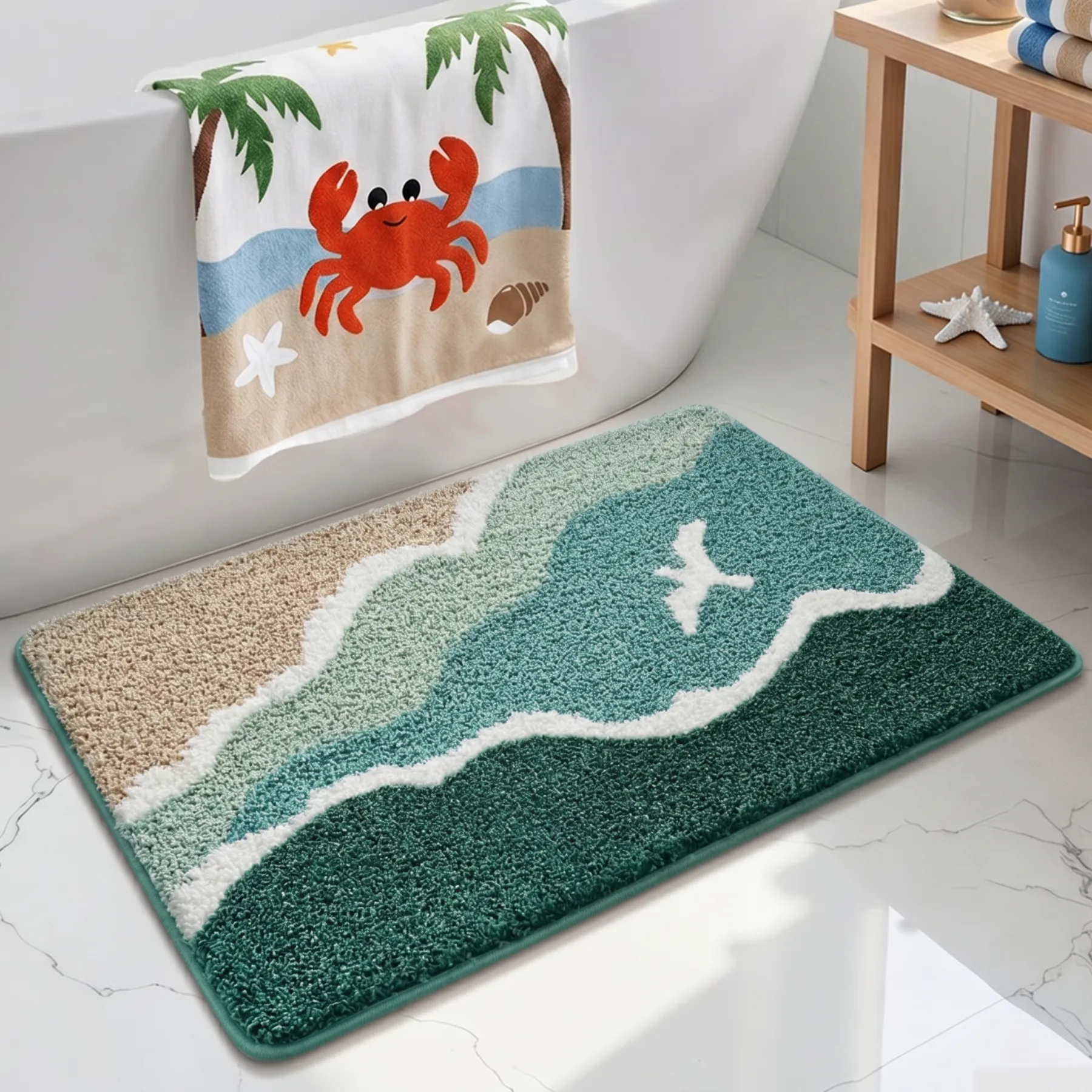 Coastal Horizon Flocked Rug