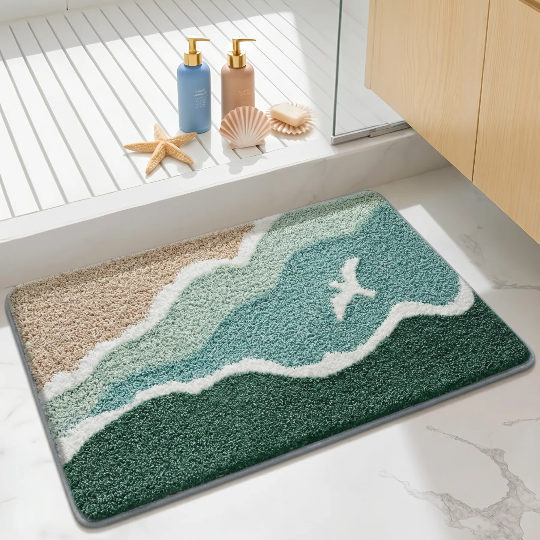 Coastal Horizon Flocked Rug