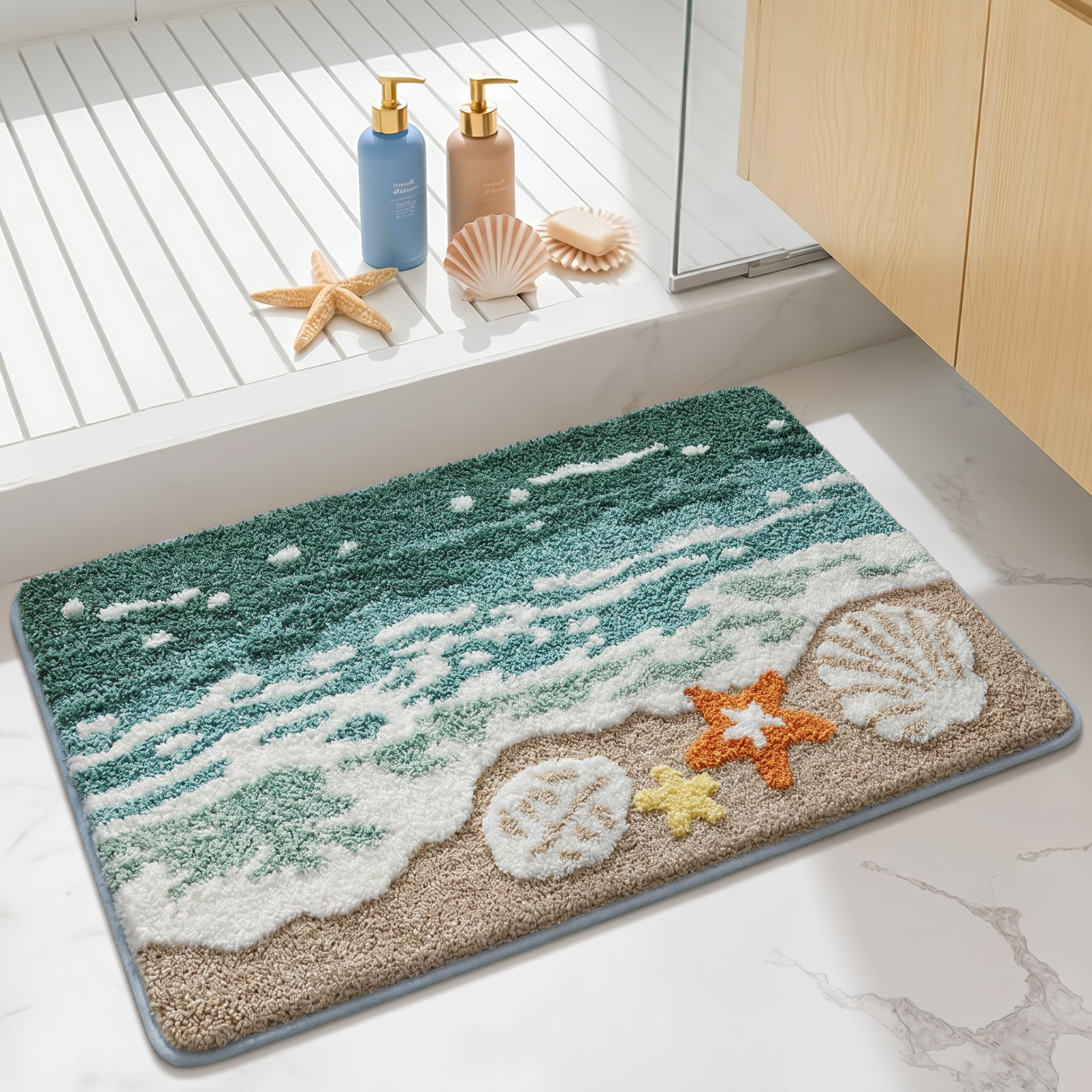 Shore Shell Harvest Flocked Rug