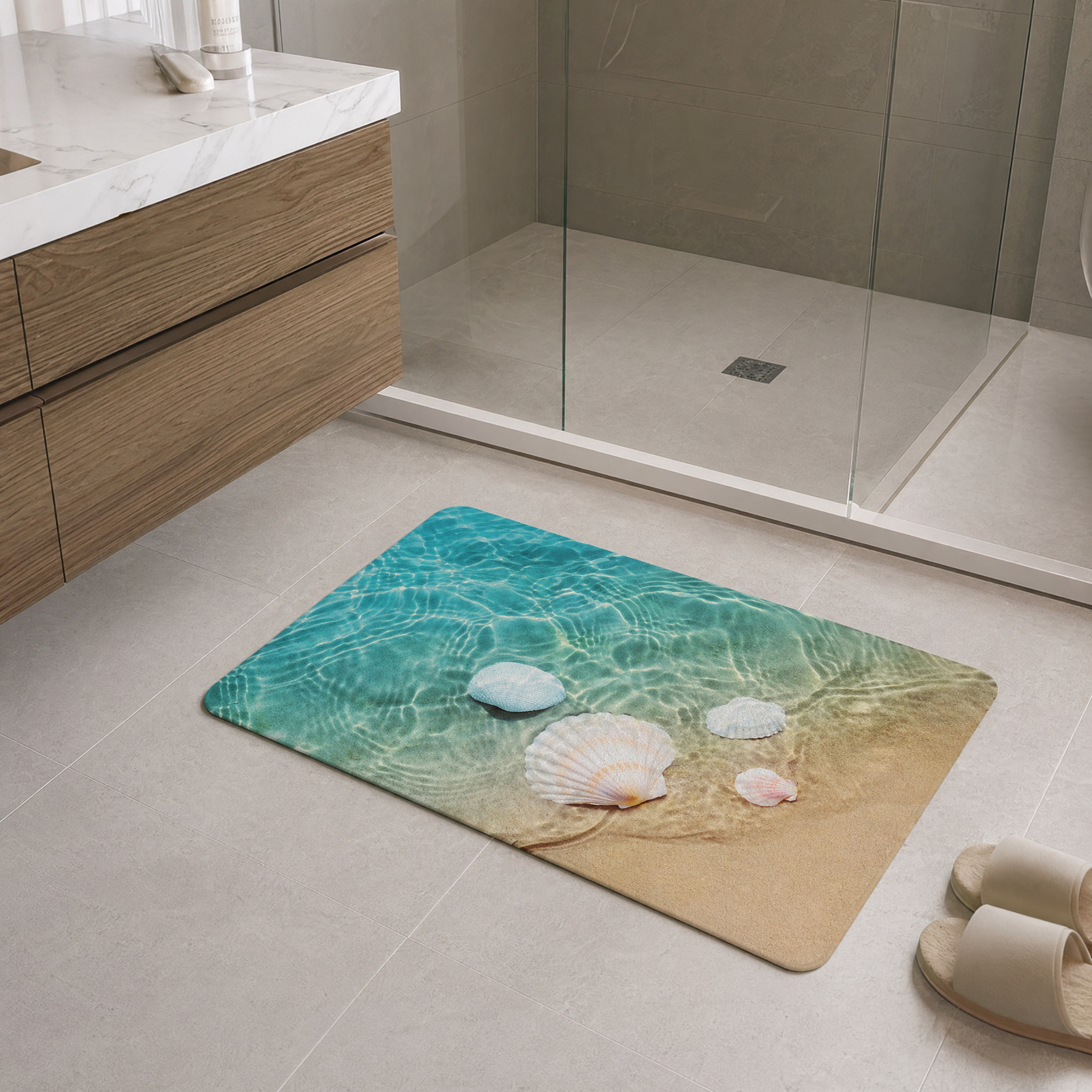 Coastal Sand Shell Diatomaceous Earth Bath Mat
