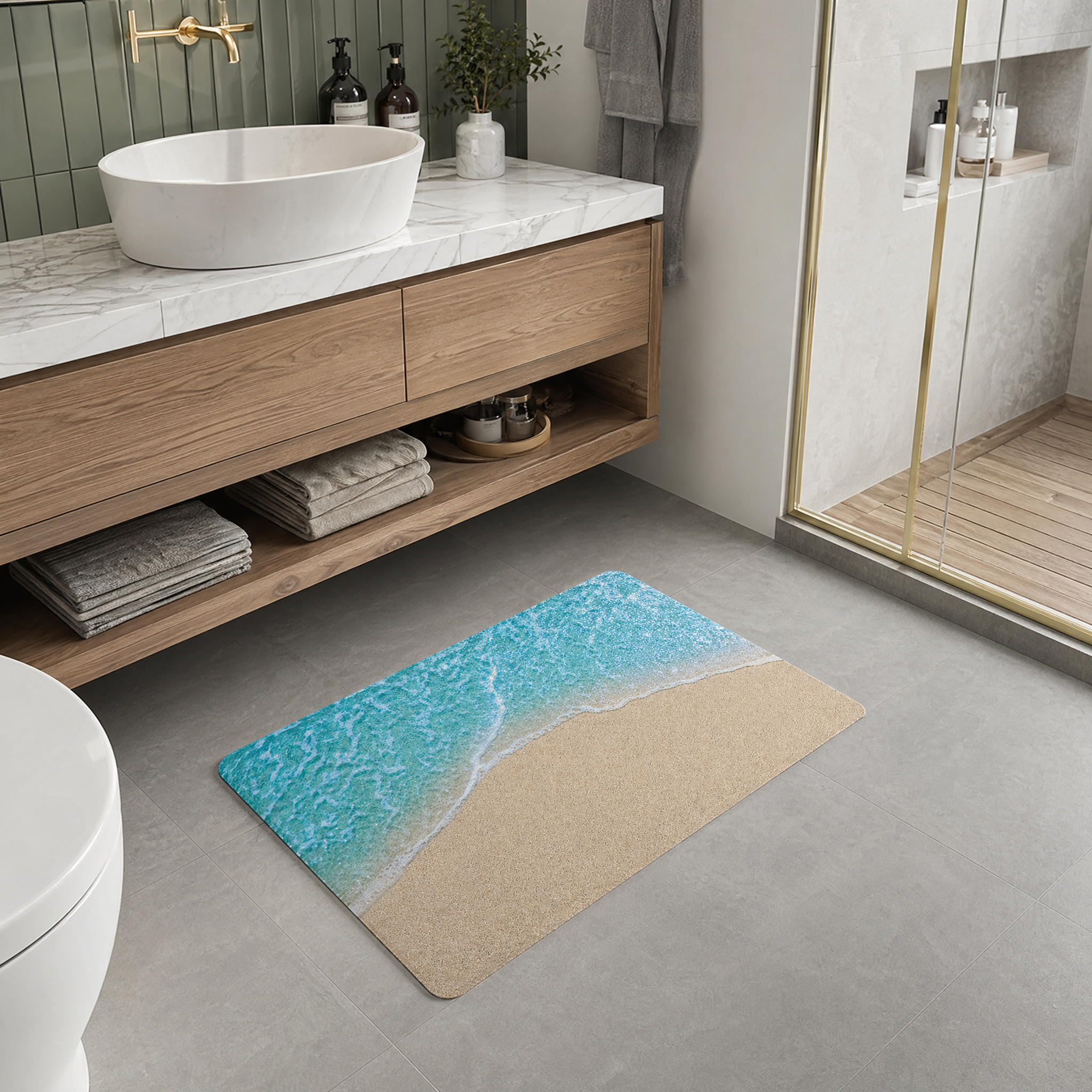 Coastal Tide Sand Diatomaceous Earth Bath Mat