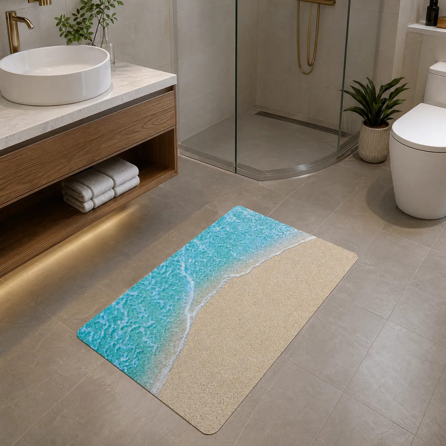 Coastal Tide Sand Diatomaceous Earth Bath Mat