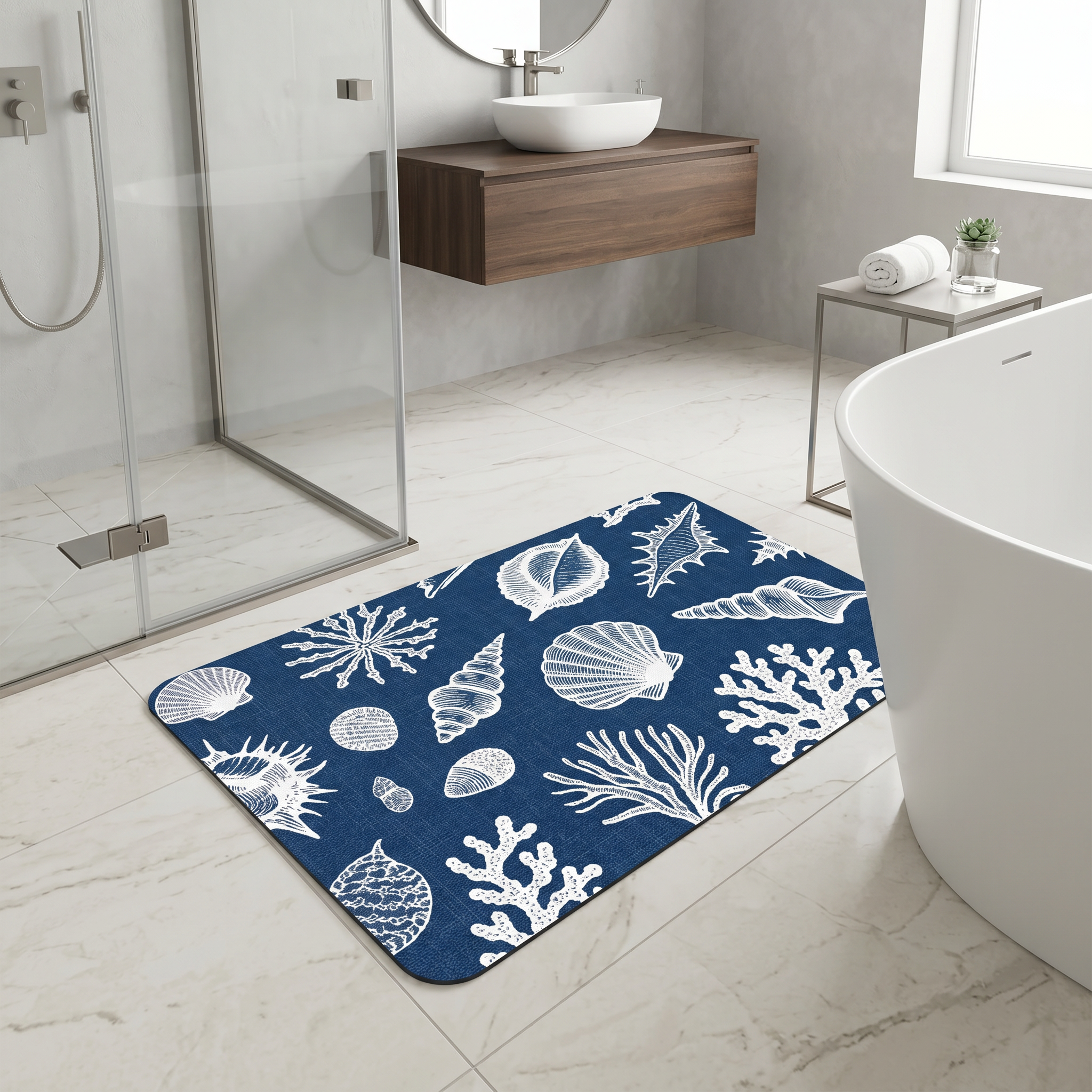 Coastal Coral Shell Diatomaceous Earth Bath Mat