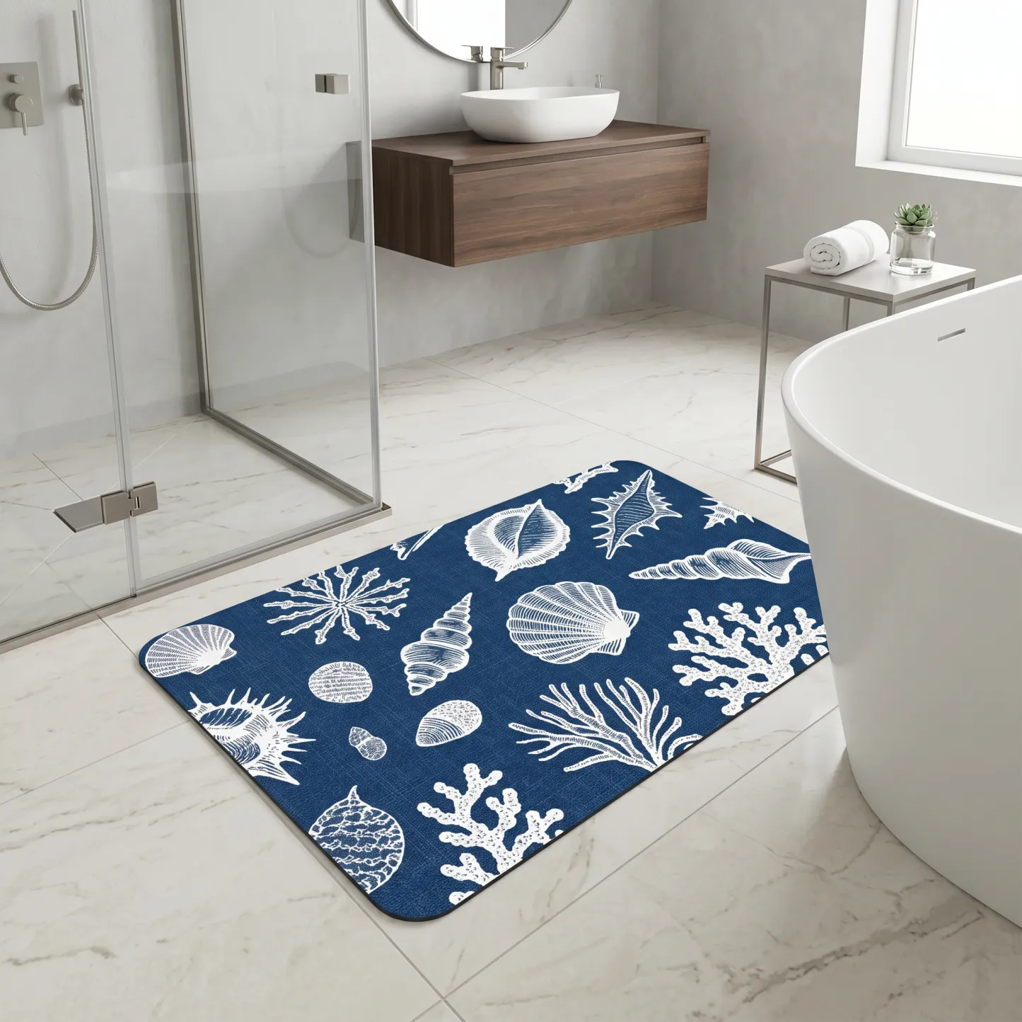 Coastal Coral Shell Diatomaceous Earth Bath Mat