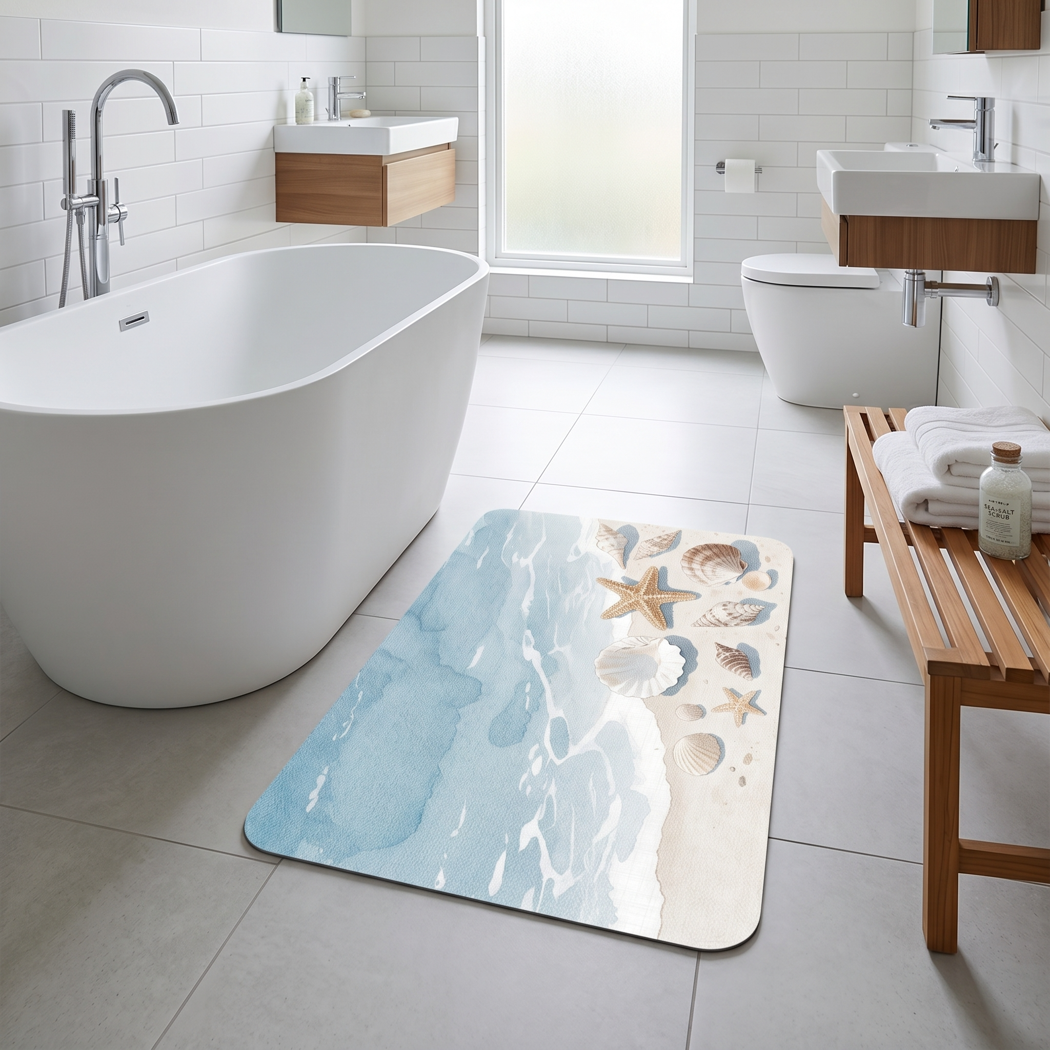 Coastal Starfish Shell Diatomaceous Earth Bath Mat