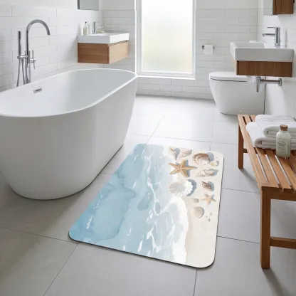 Coastal Starfish Shell Diatomaceous Earth Bath Mat