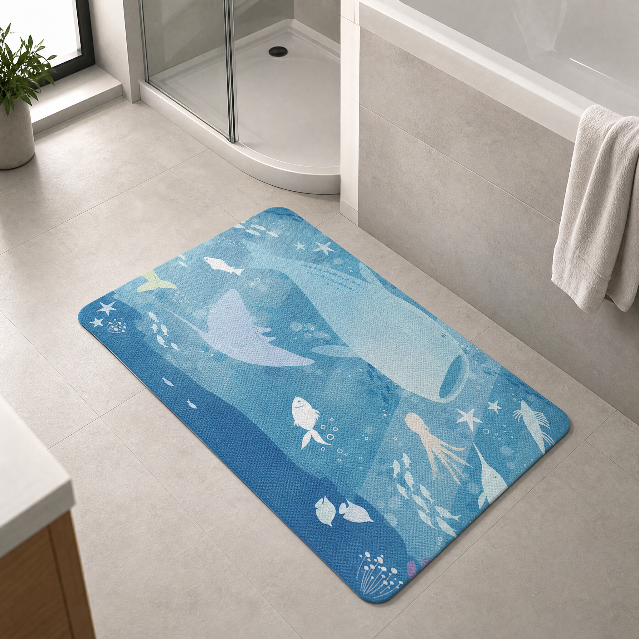 Calm Deep Sea Life Diatomaceous Earth Bath Mat