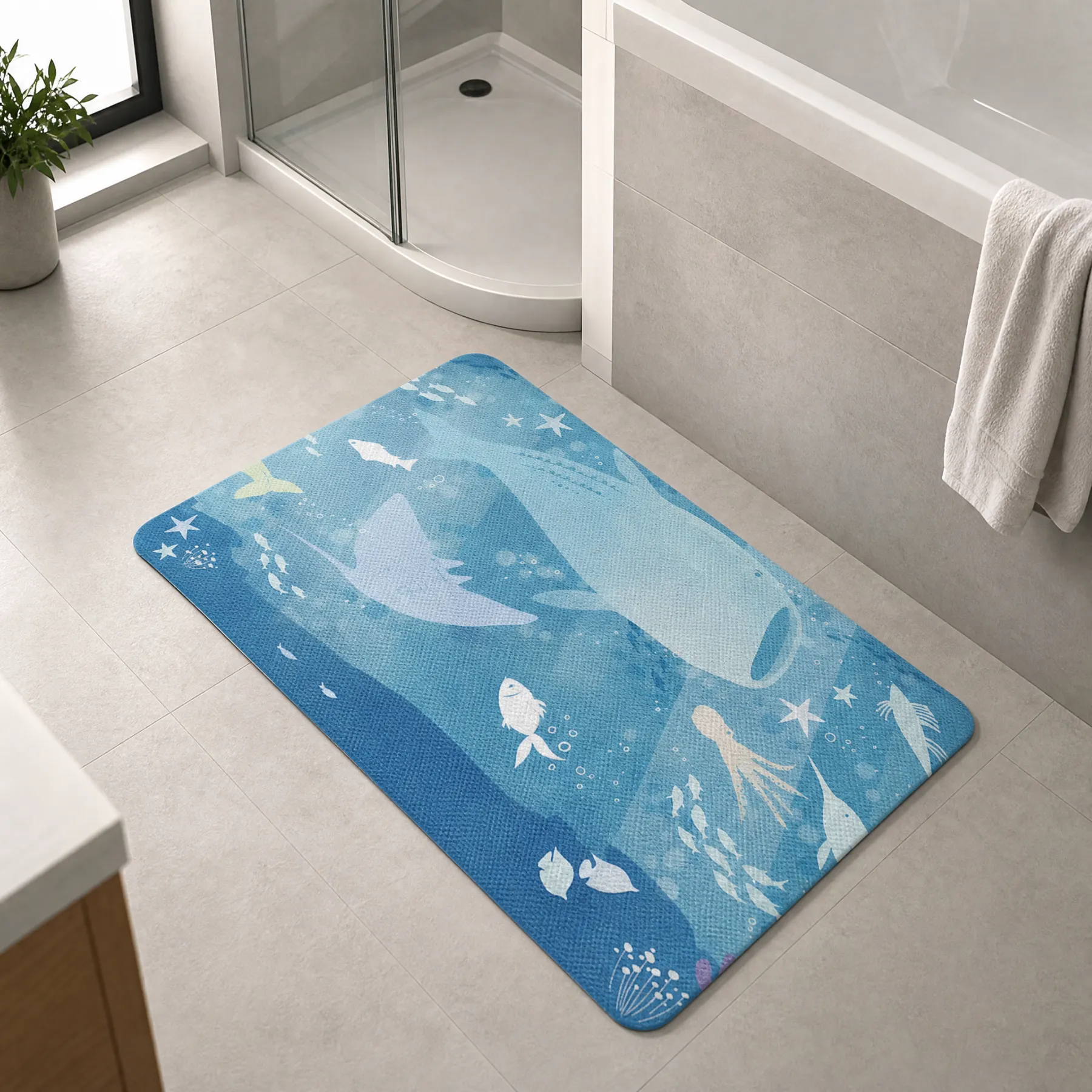 Calm Deep Sea Life Diatomaceous Earth Bath Mat