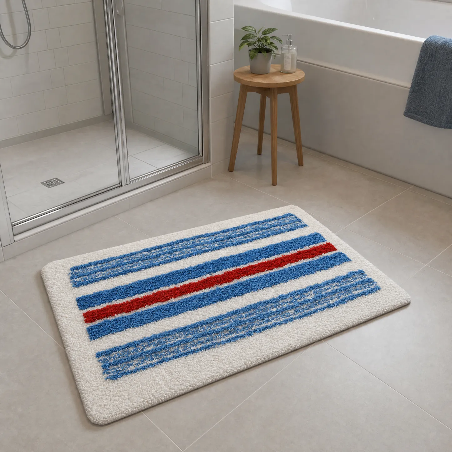 Nautical Stripe Flocked Rug