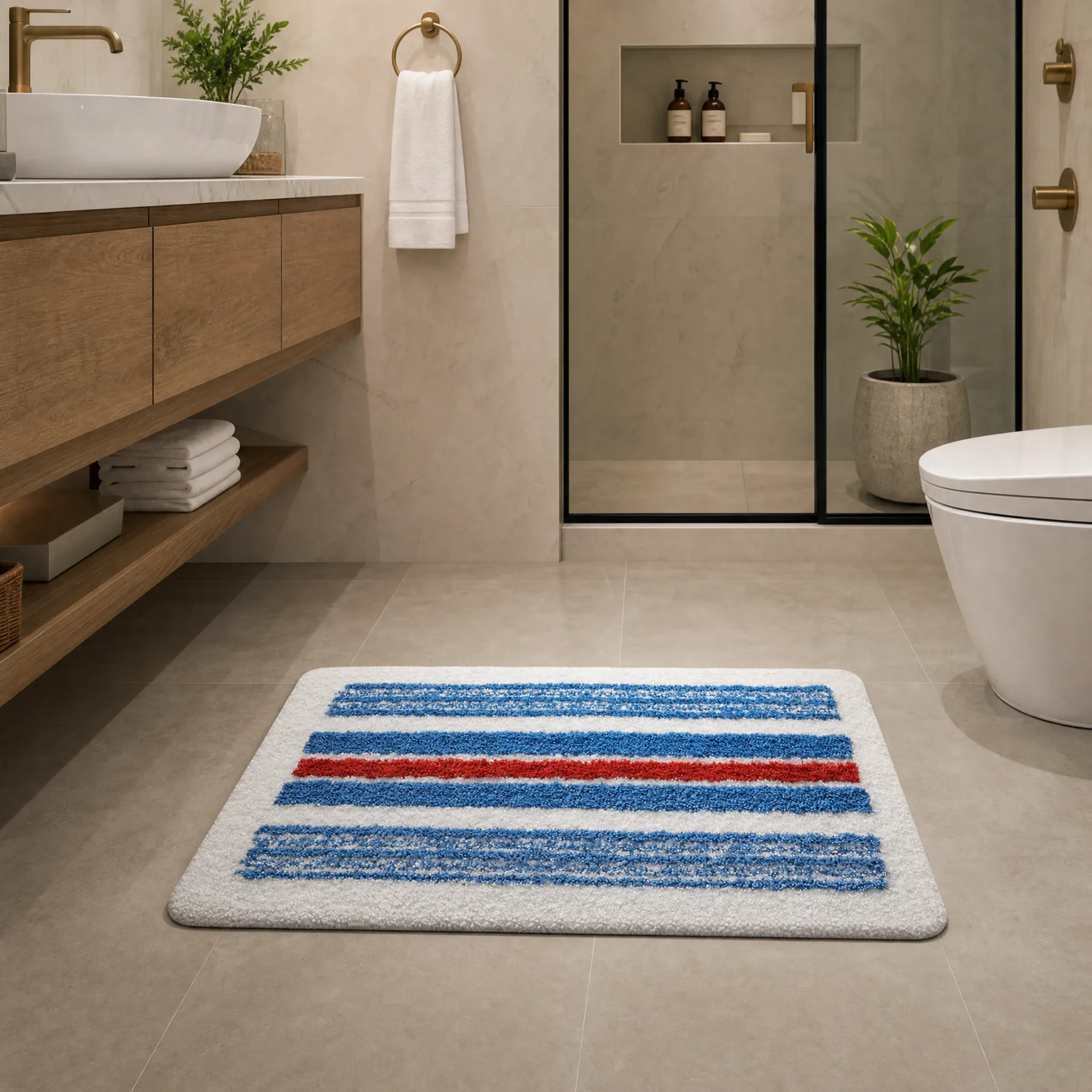 Nautical Stripe Flocked Rug