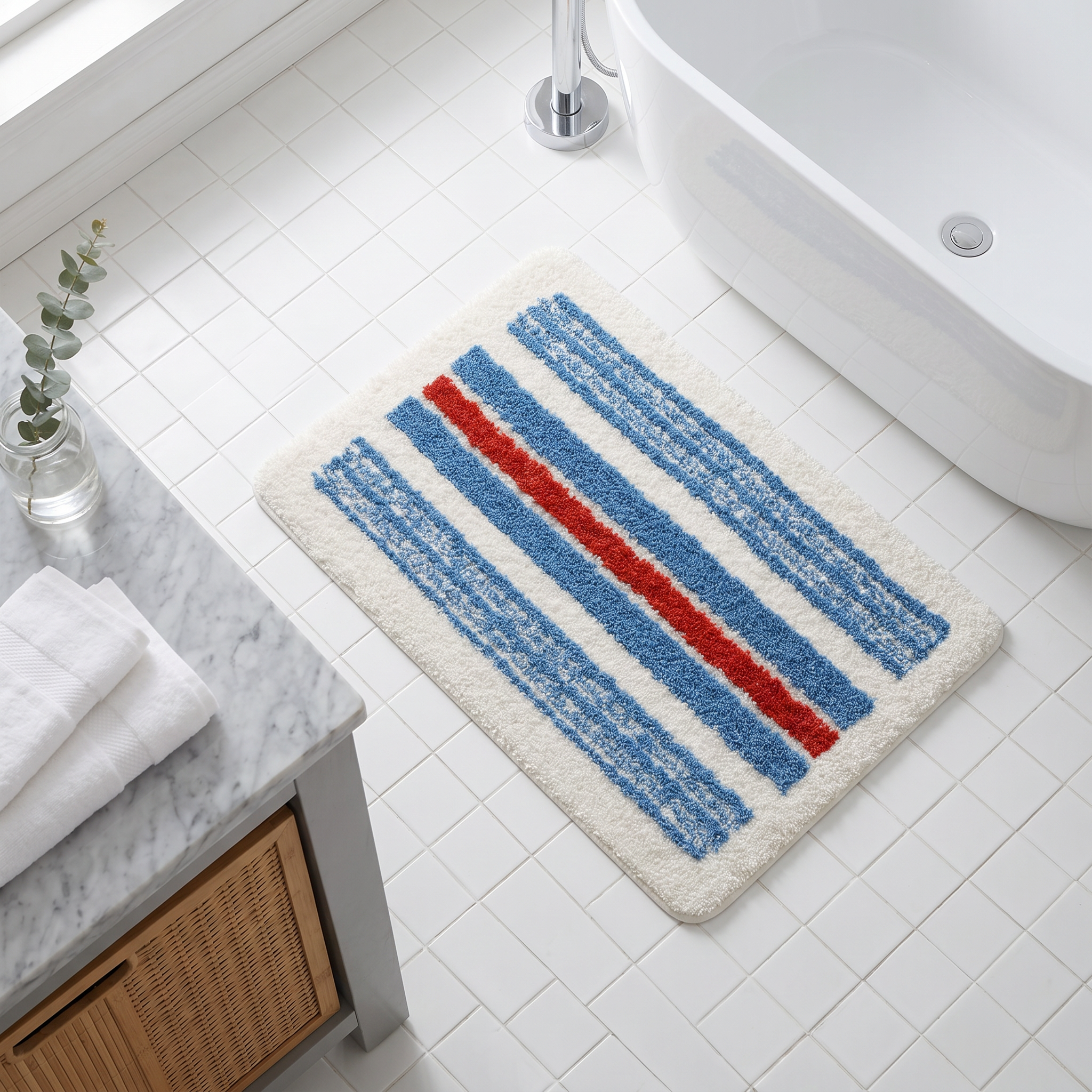 Nautical Stripe Flocked Rug