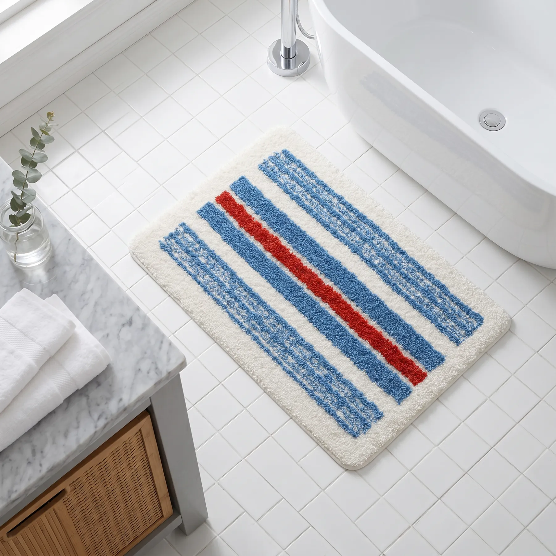 Nautical Stripe Flocked Rug