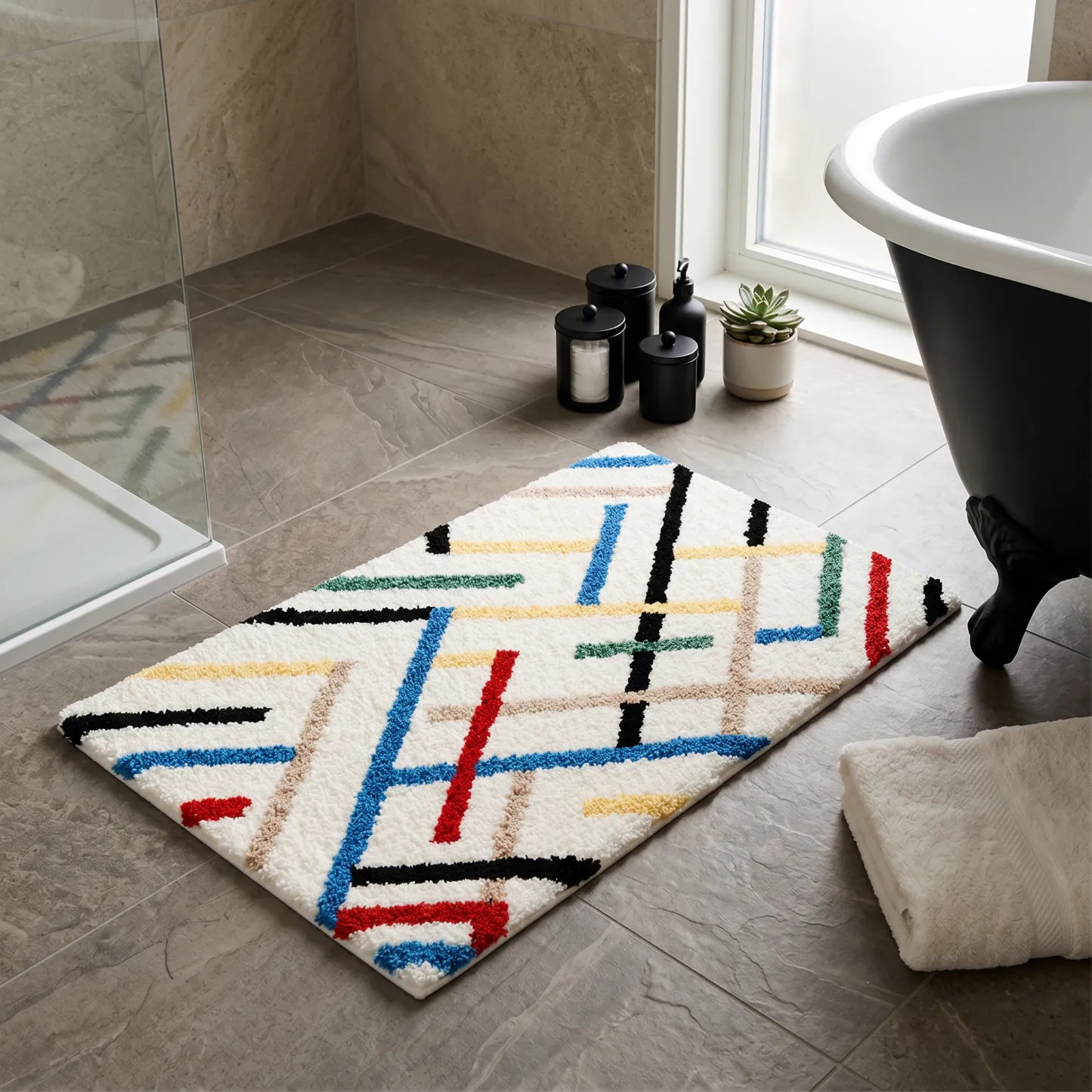 Colorful Line Melody Flocked Rug