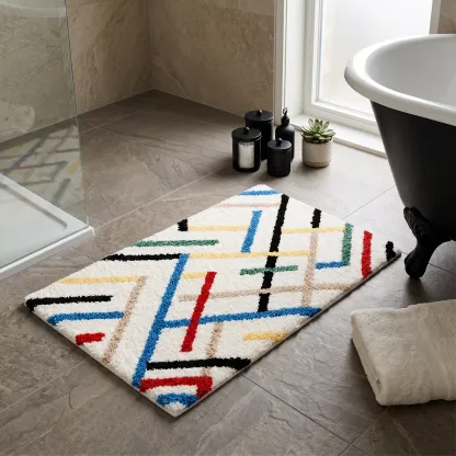 Colorful Line Melody Flocked Rug
