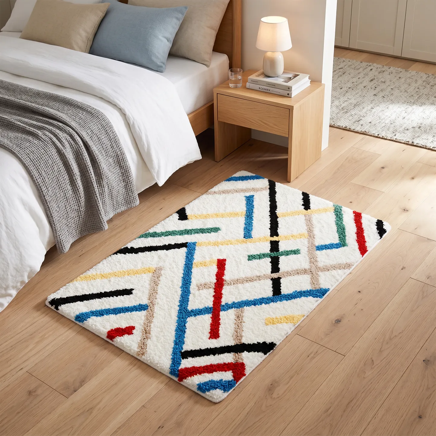 Colorful Line Melody Flocked Rug