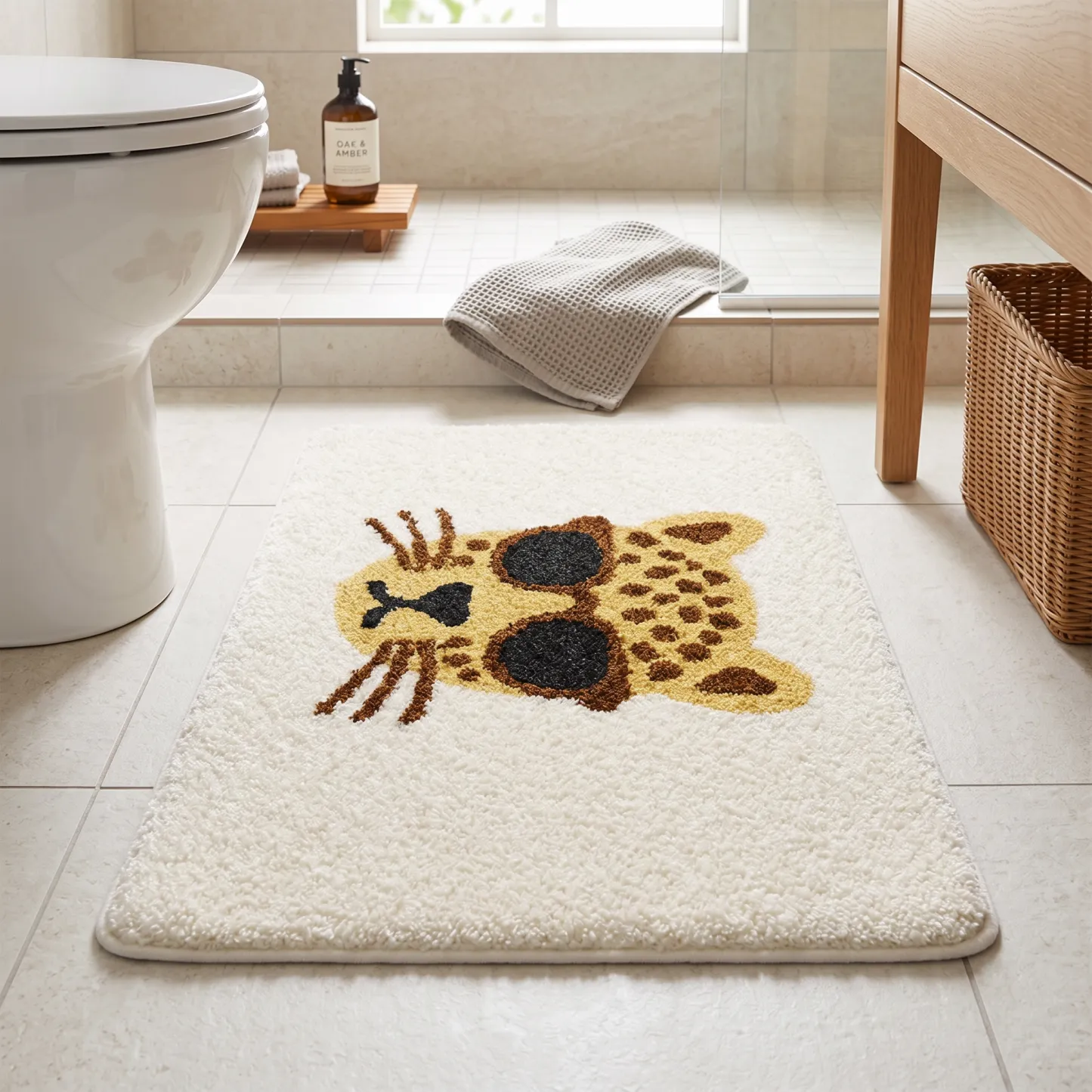 Funky Leopard Print Flocked Rug
