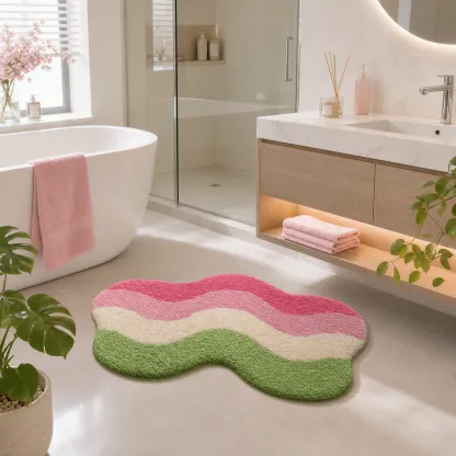 Pastel Wavy Cloud Flocked Rug