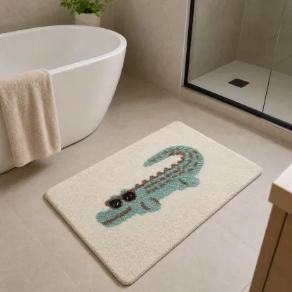 Cartoon Crocodile Flocked Rug
