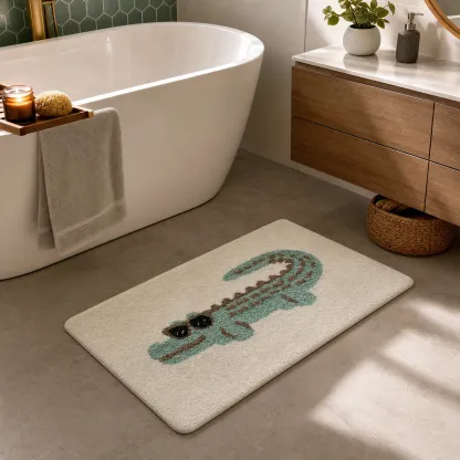 Cartoon Crocodile Flocked Rug