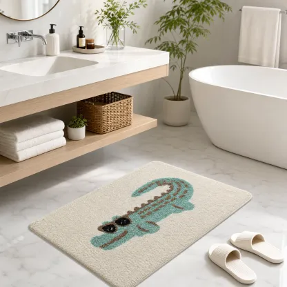 Cartoon Crocodile Flocked Rug