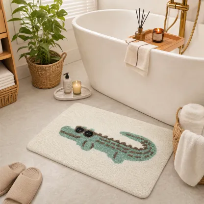 Cartoon Crocodile Flocked Rug