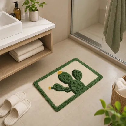 Tropical Cactus Flocked Rug