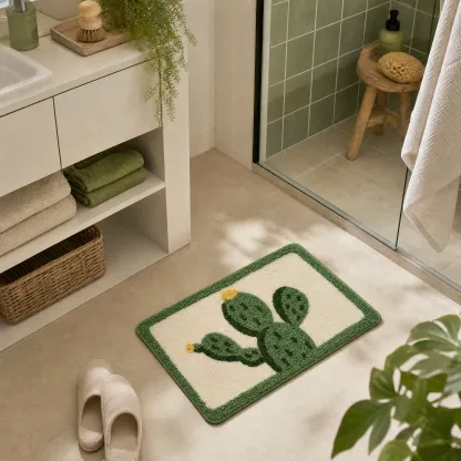 Tropical Cactus Flocked Rug