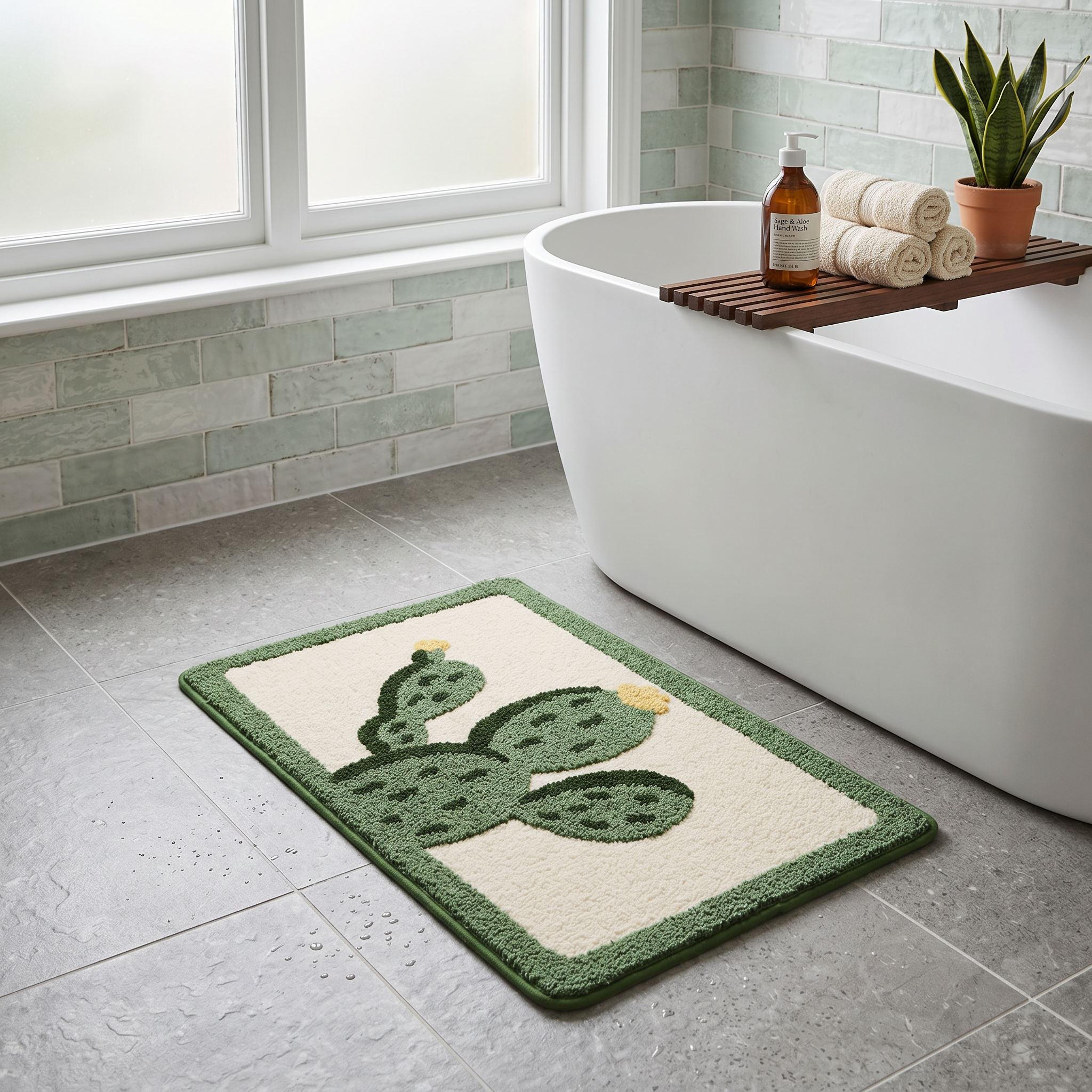 Tropical Cactus Flocked Rug