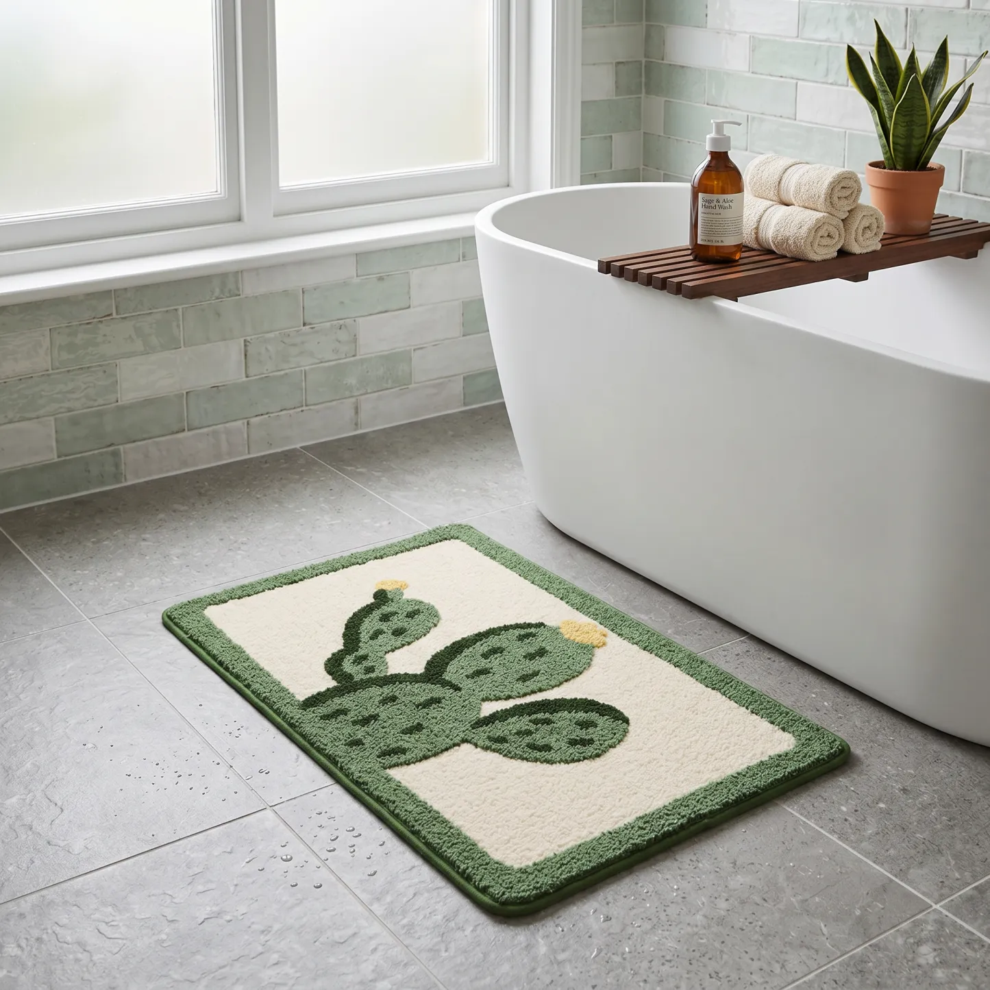 Tropical Cactus Flocked Rug