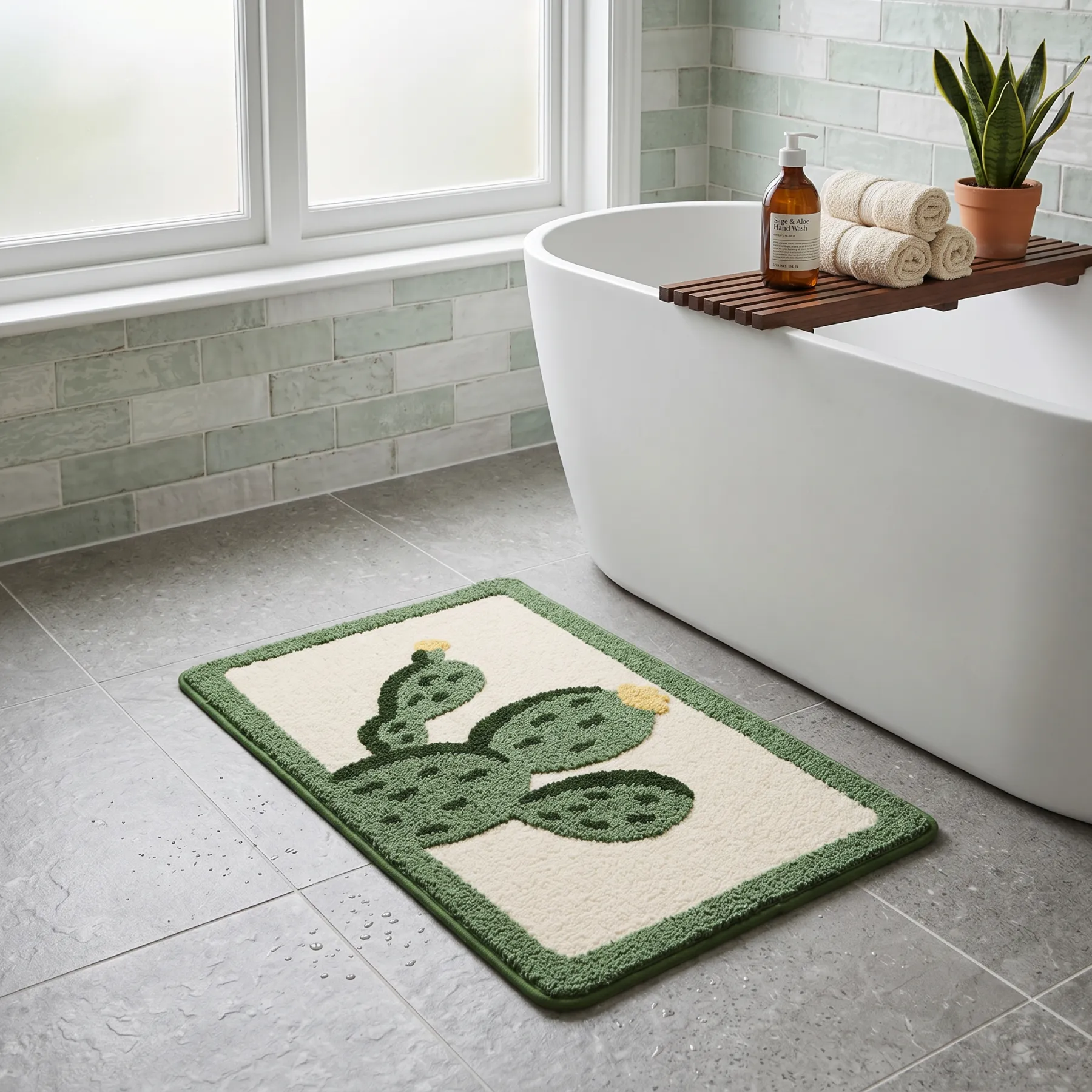 Tropical Cactus Flocked Rug
