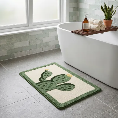 Tropical Cactus Flocked Rug
