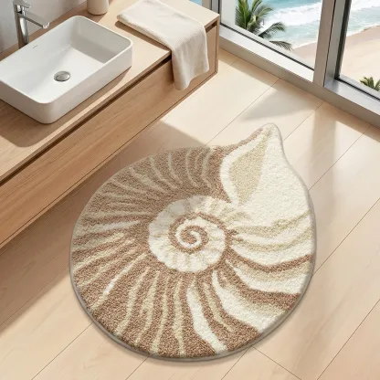 Coastal Spiral Conch Flocked Rug