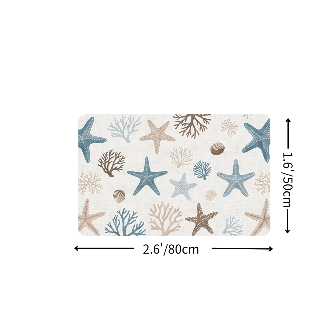 Coastal Coral Starfish Diatomaceous Earth Bath Mat