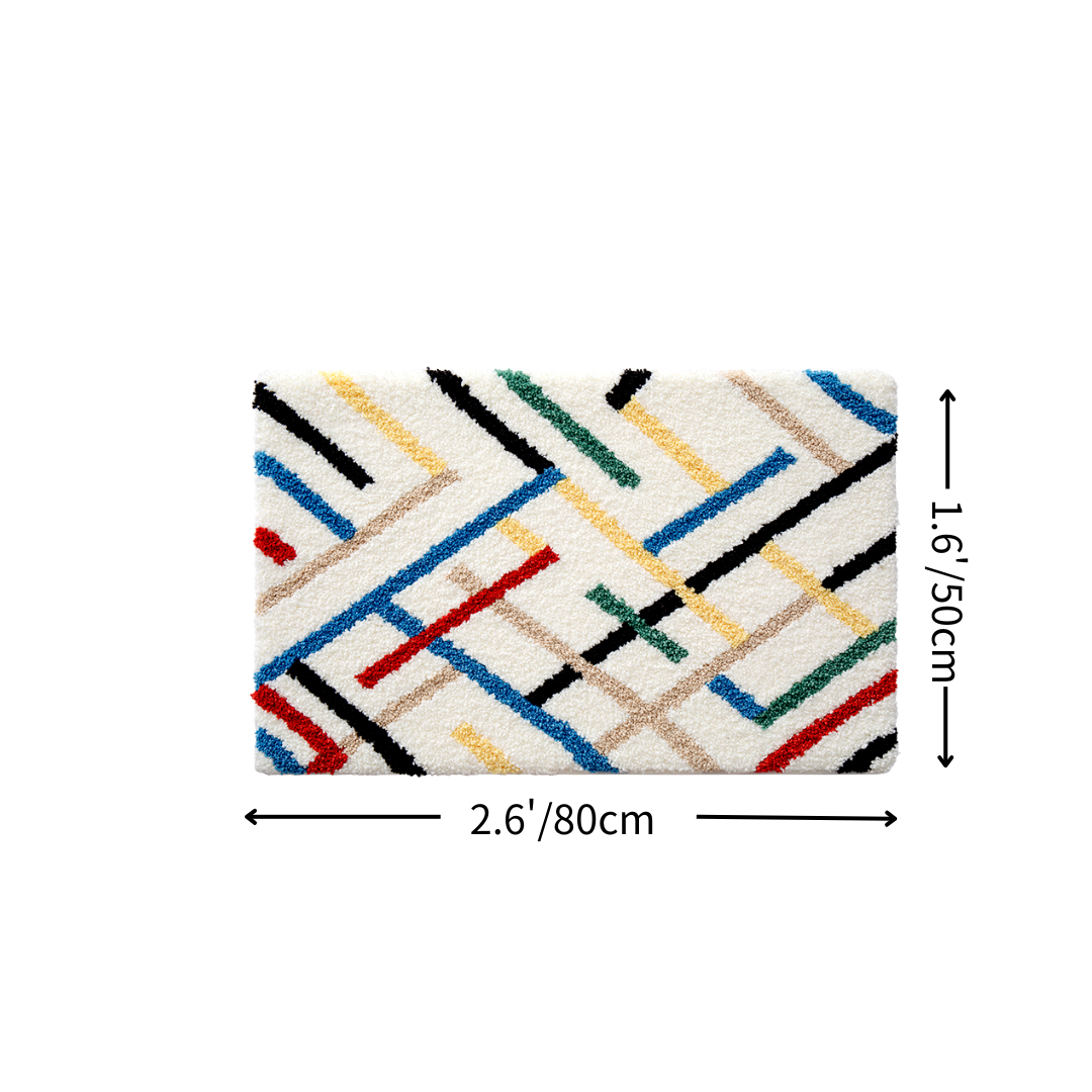 Colorful Line Melody Flocked Rug