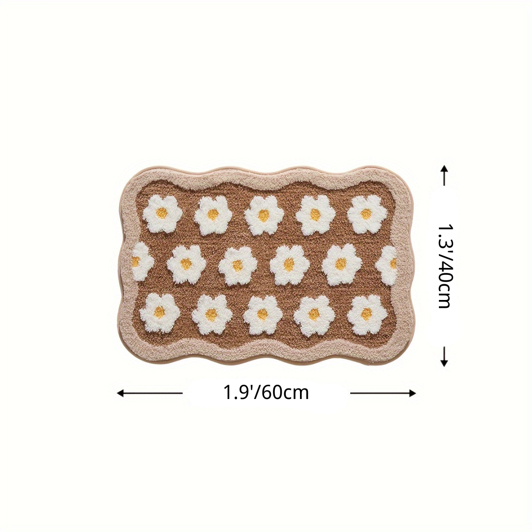 Boho Floral Daisy Flocked Rug