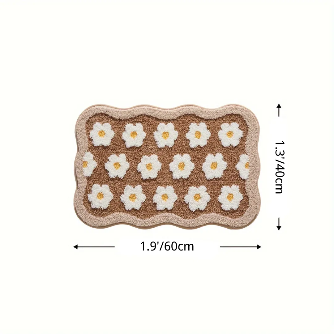 Boho Floral Daisy Flocked Rug