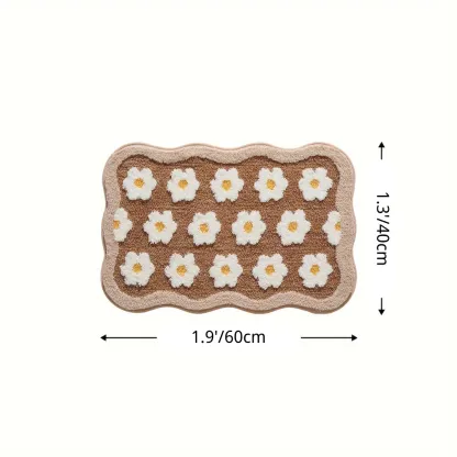 Boho Floral Daisy Flocked Rug