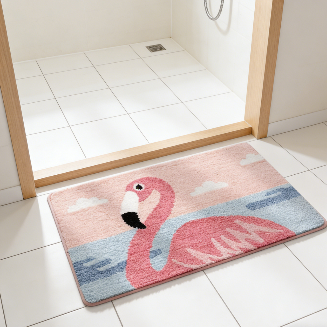 Tropical Flamingo Flocked Rug