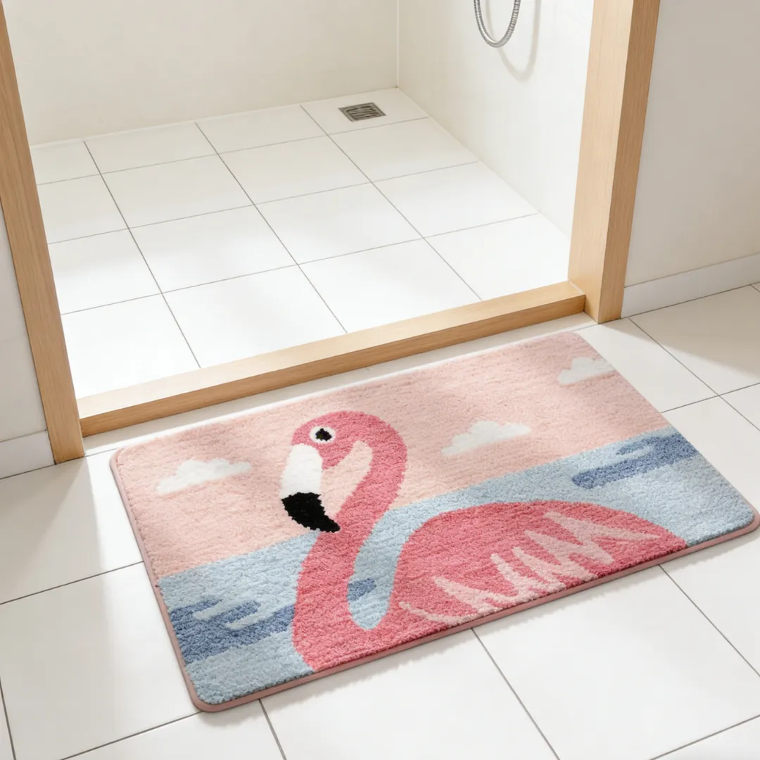 Tropical Flamingo Flocked Rug