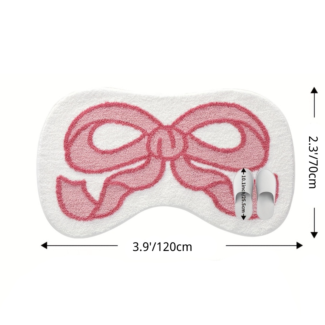 Pink Bowed Flocked Rug