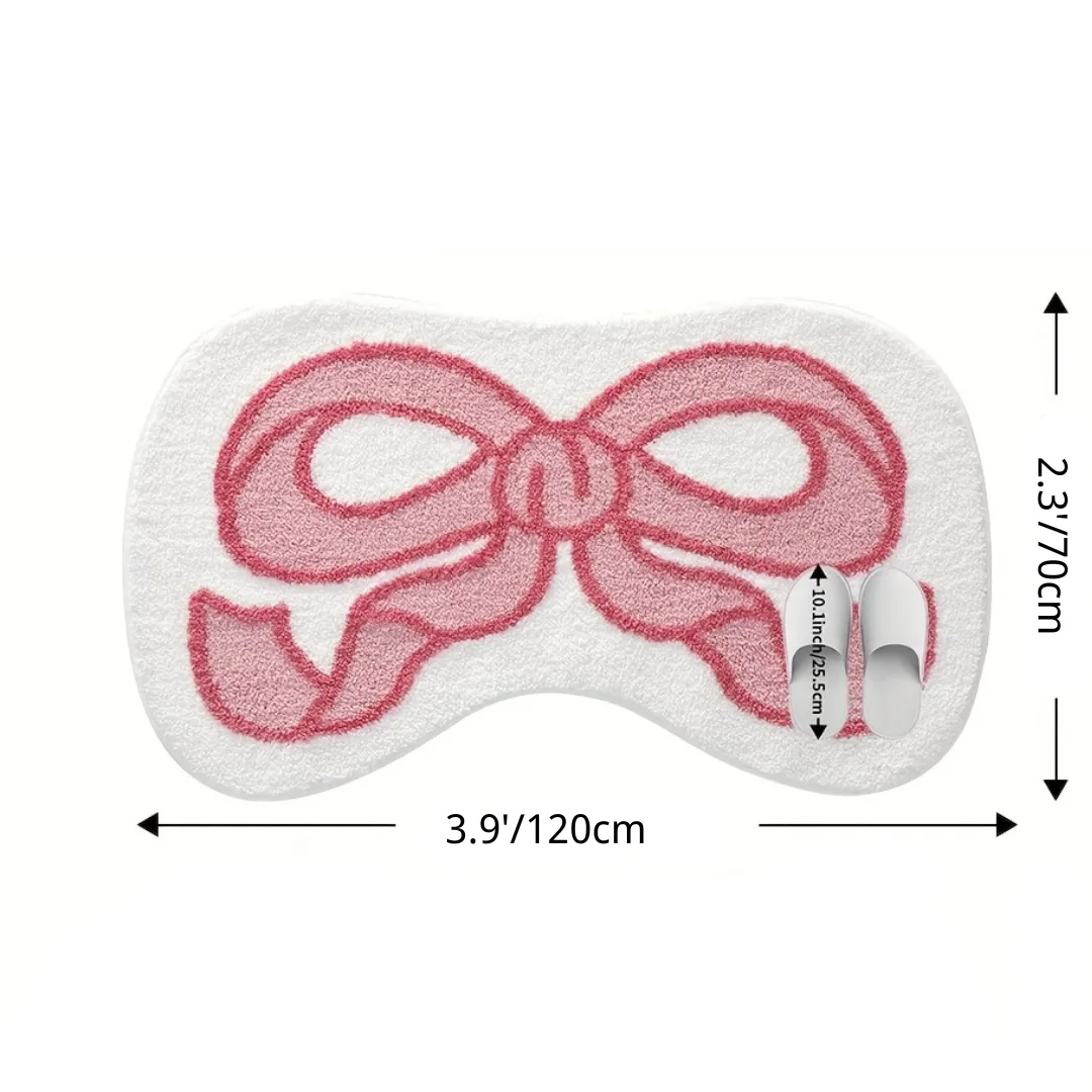 Pink Bowed Flocked Rug