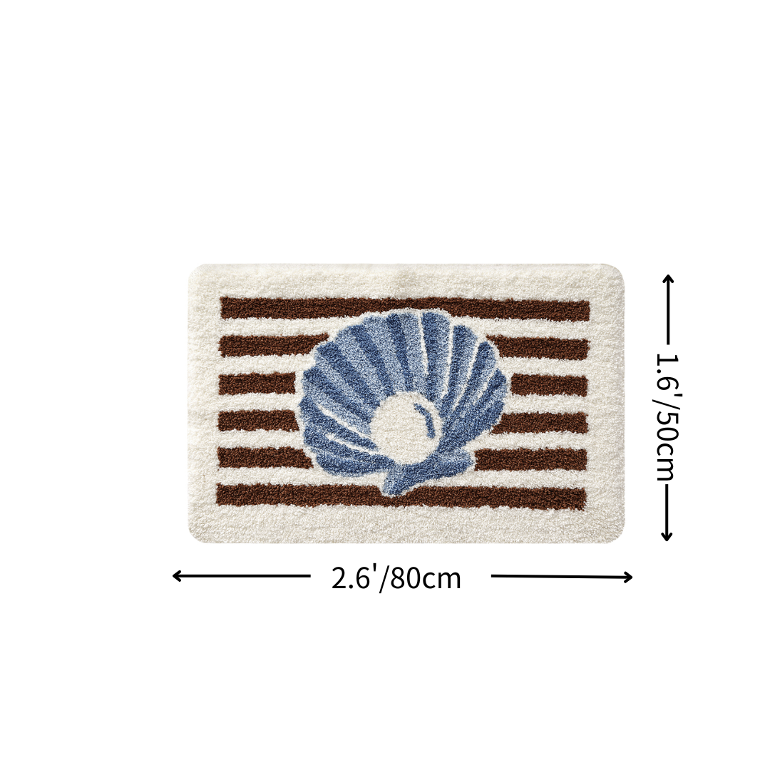 Coastal Shell Stripe Flocked Rug