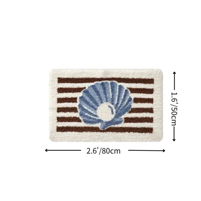 Coastal Shell Stripe Flocked Rug