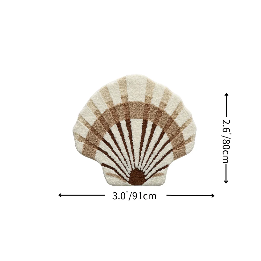 Sand-Toned Scallop Shell Flocked Rug