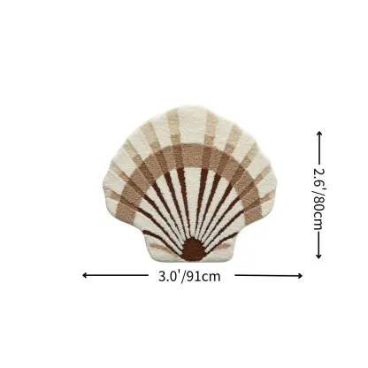 Sand-Toned Scallop Shell Flocked Rug