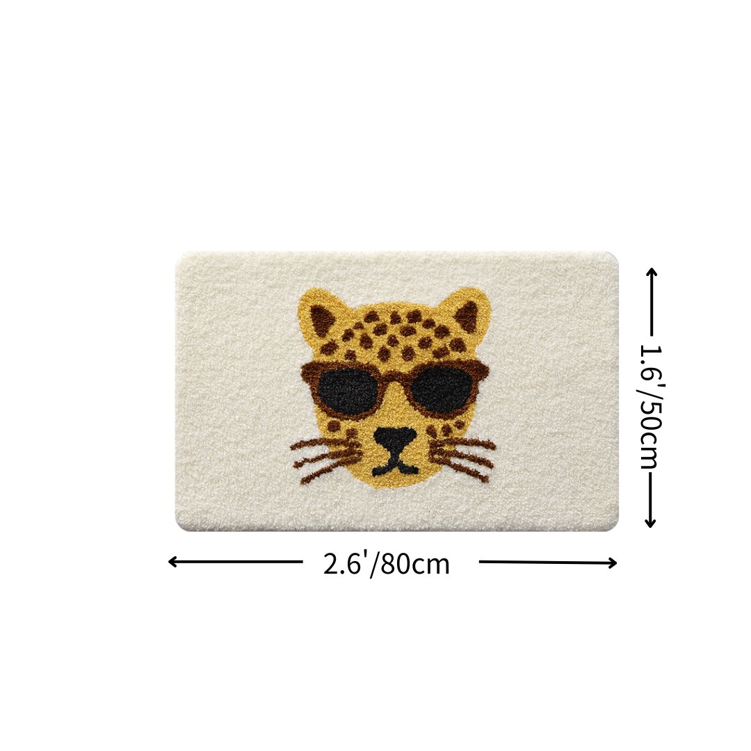 Funky Leopard Print Flocked Rug